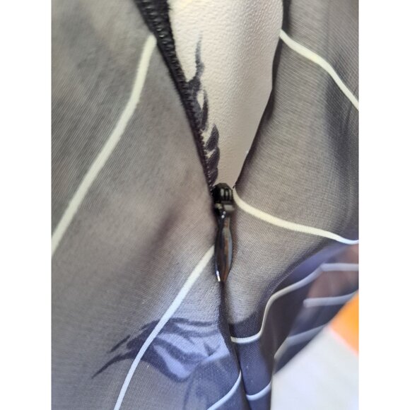 Vtg Black White Floral A-Line Skirt Striped Sheer Whimsygoth Fairygrunge 28" Med - Picture 6 of 9